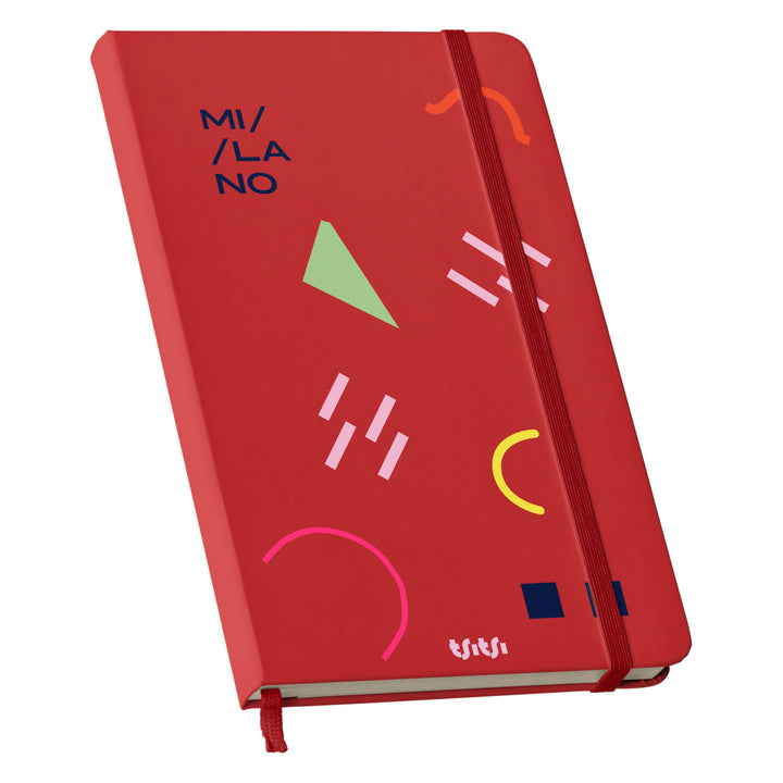 Taccuino MILANO dell'album Mapperó di TSITSI CONCEPT: copertina soft touch in 8 colori, con chiusura e segnalibro coordinati
