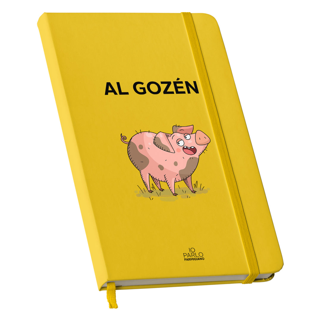 Taccuino AL GOZÉN dell'album LÌNNEA BÉSTJI di Io parlo parmigiano: copertina soft touch in 8 colori, con chiusura e segnalibro coordinati