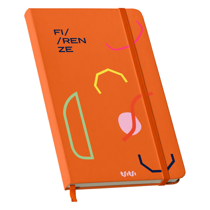 Taccuino FIRENZE dell'album Mapperó di TSITSI CONCEPT: copertina soft touch in 8 colori, con chiusura e segnalibro coordinati