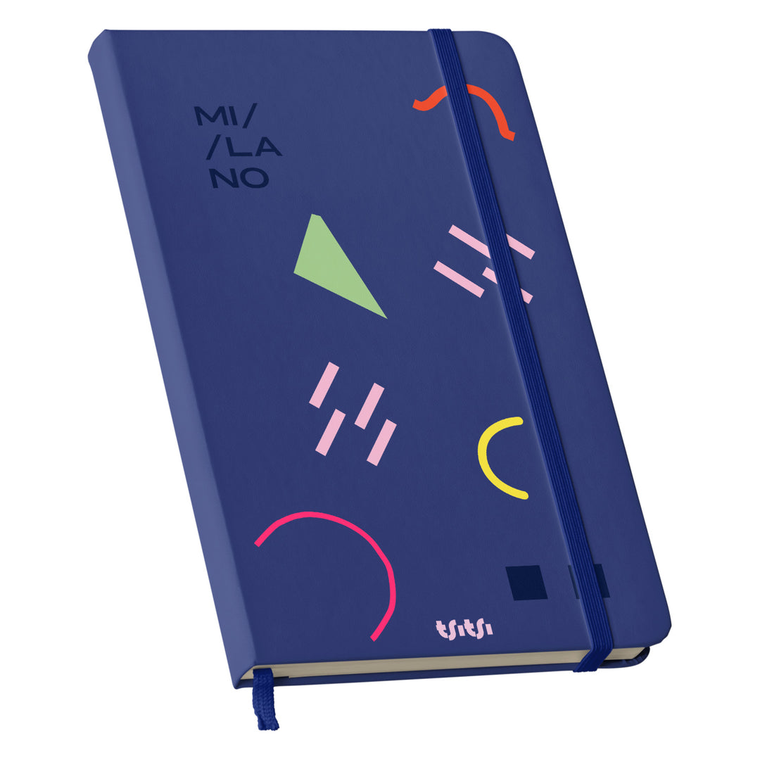 Taccuino MILANO dell'album Mapperó di TSITSI CONCEPT: copertina soft touch in 8 colori, con chiusura e segnalibro coordinati