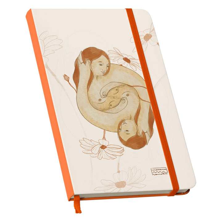 Taccuino Abbi cura dell'album Ama di Marianna Sansolini illustra: copertina soft touch in 8 colori, con chiusura e segnalibro coordinati