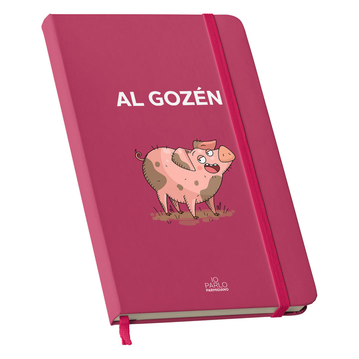 Taccuino AL GOZÉN dell'album LÌNNEA BÉSTJI di Io parlo parmigiano: copertina soft touch in 8 colori, con chiusura e segnalibro coordinati