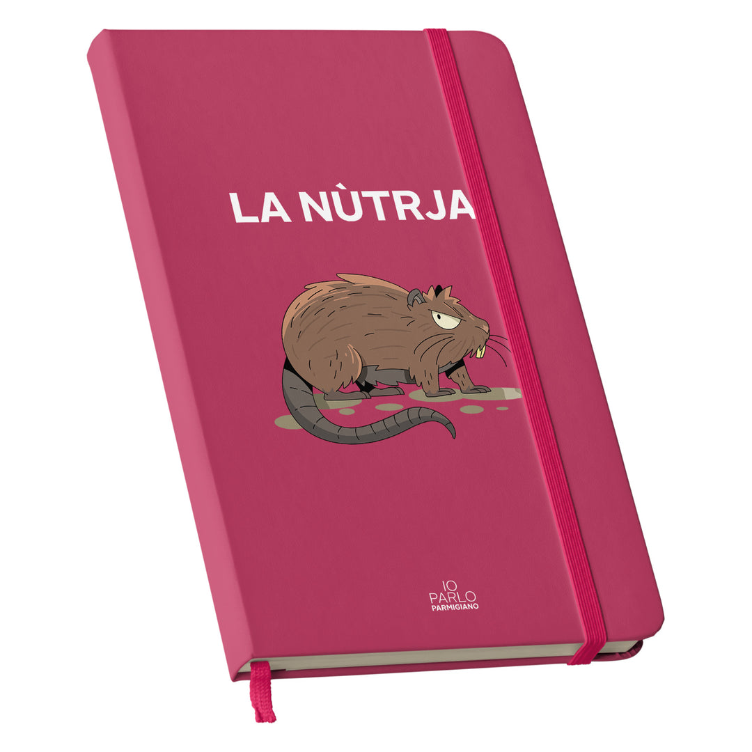 Taccuino LA NÙTRJA dell'album LÌNNEA BÉSTJI di Io parlo parmigiano: copertina soft touch in 8 colori, con chiusura e segnalibro coordinati