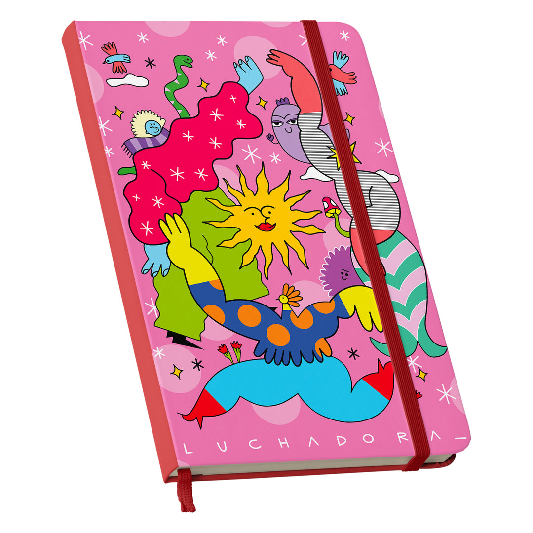 Taccuino Wow dell'album TADAN! di LUCHADORA: copertina soft touch in 8 colori, con chiusura e segnalibro coordinati