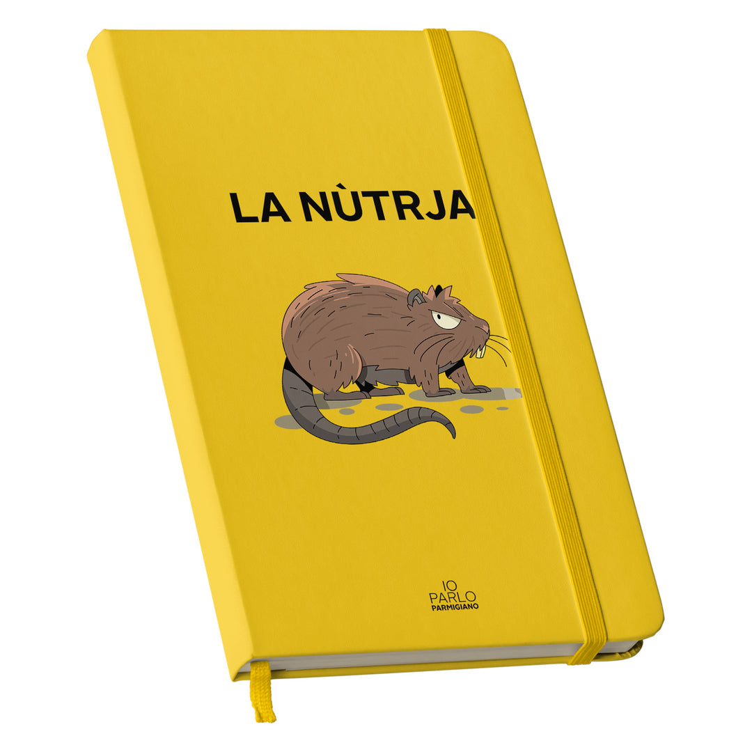 Taccuino LA NÙTRJA dell'album LÌNNEA BÉSTJI di Io parlo parmigiano: copertina soft touch in 8 colori, con chiusura e segnalibro coordinati