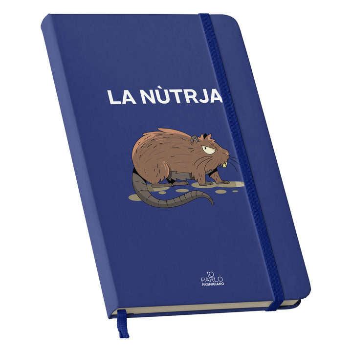 Taccuino LA NÙTRJA dell'album LÌNNEA BÉSTJI di Io parlo parmigiano: copertina soft touch in 8 colori, con chiusura e segnalibro coordinati