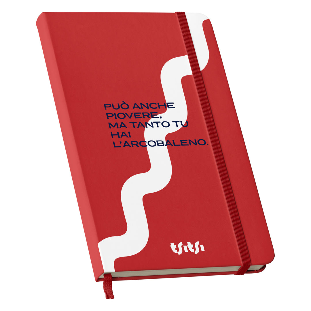 Taccuino Può anche piovere 01 dell'album Mapperó di TSITSI CONCEPT: copertina soft touch in 8 colori, con chiusura e segnalibro coordinati