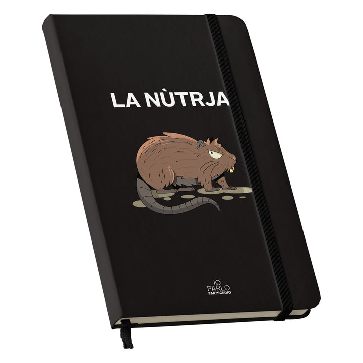 Taccuino LA NÙTRJA dell'album LÌNNEA BÉSTJI di Io parlo parmigiano: copertina soft touch in 8 colori, con chiusura e segnalibro coordinati
