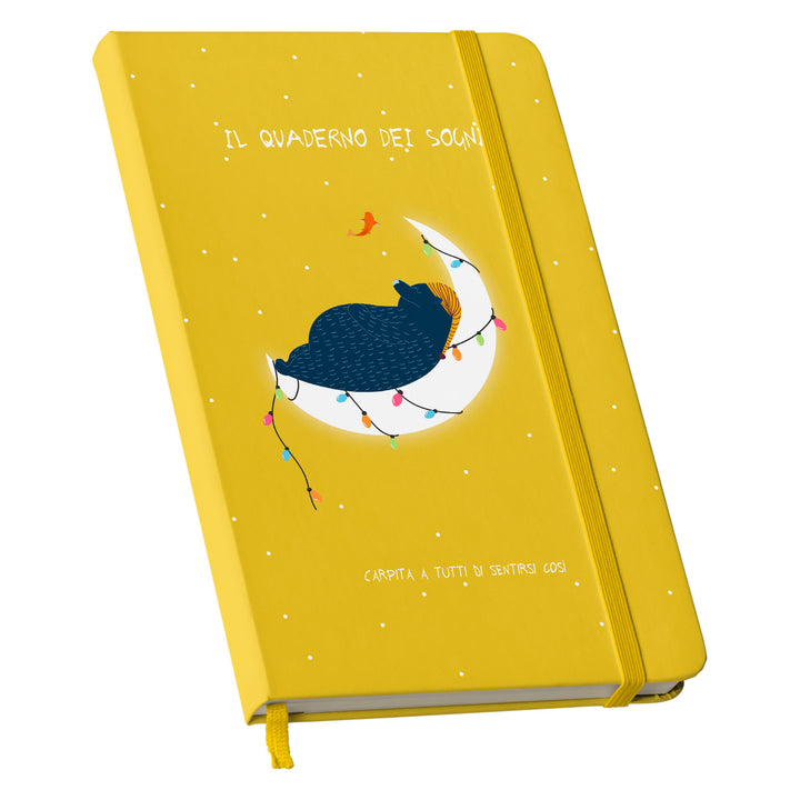 Taccuino Il quaderno dei sogni dell'album Taccuini a tutti di Carpita A Tutti: copertina soft touch in 8 colori, con chiusura e segnalibro coordinati