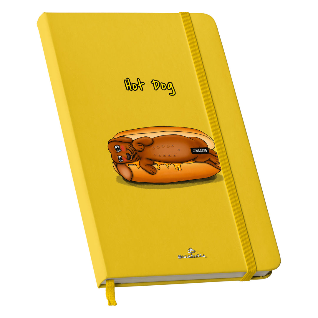 Taccuino Hot dog dell'album Amore in taccuini di Arabella: copertina soft touch in 8 colori, con chiusura e segnalibro coordinati