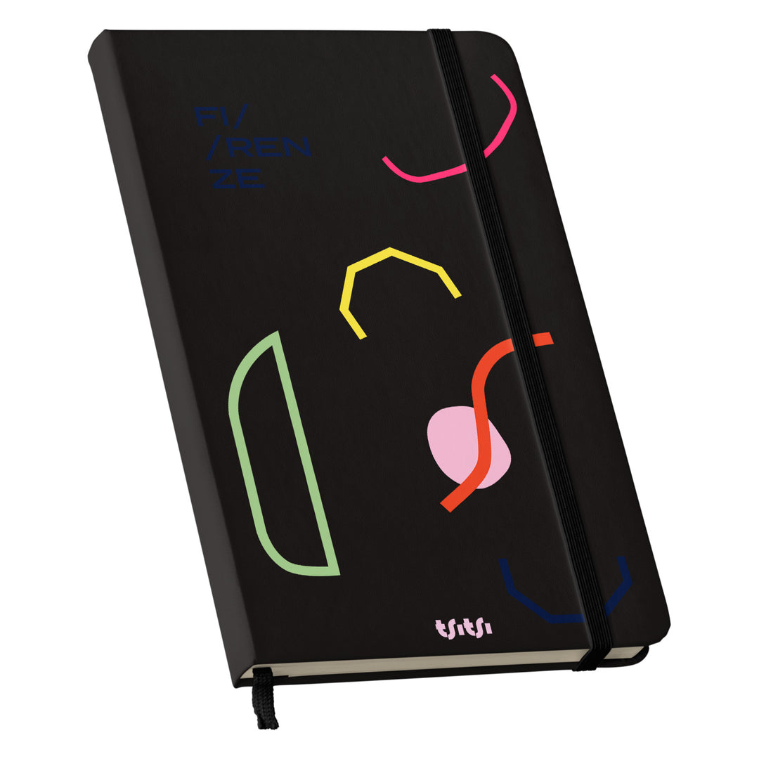 Taccuino FIRENZE dell'album Mapperó di TSITSI CONCEPT: copertina soft touch in 8 colori, con chiusura e segnalibro coordinati