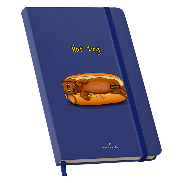 Taccuino Hot dog dell'album Amore in taccuini di Arabella: copertina soft touch in 8 colori, con chiusura e segnalibro coordinati