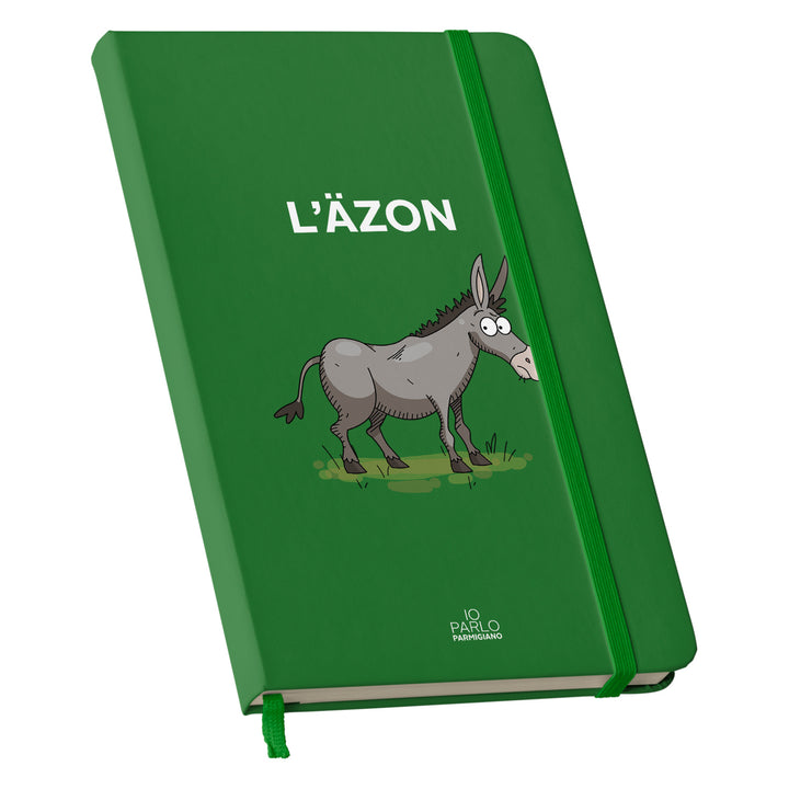 Taccuino L'ÄZON dell'album LÌNNEA BÉSTJI di Io parlo parmigiano: copertina soft touch in 8 colori, con chiusura e segnalibro coordinati