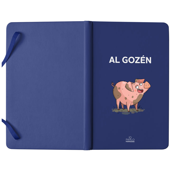 Taccuino AL GOZÉN dell'album LÌNNEA BÉSTJI di Io parlo parmigiano: copertina soft touch in 8 colori, con chiusura e segnalibro coordinati