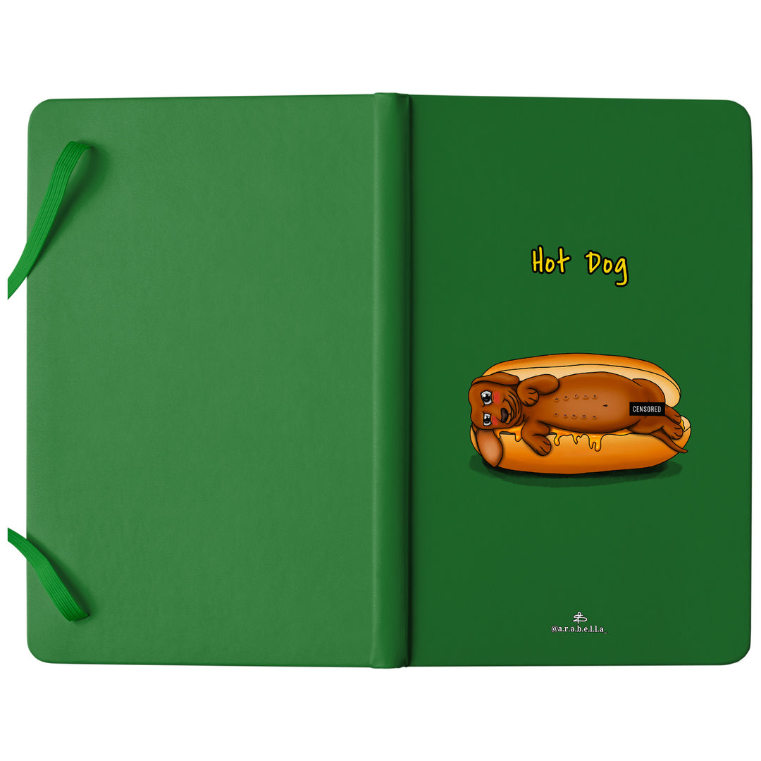 Taccuino Hot dog dell'album Amore in taccuini di Arabella: copertina soft touch in 8 colori, con chiusura e segnalibro coordinati