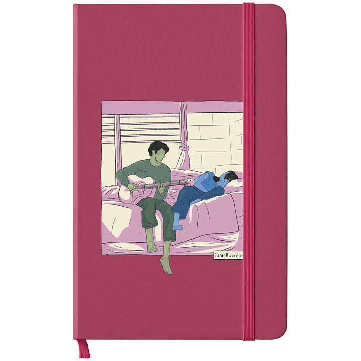 Taccuino Serenata dell'album Taccuini Verdi e Blu di Fumettiverdieblu: copertina soft touch in 8 colori, con chiusura e segnalibro coordinati