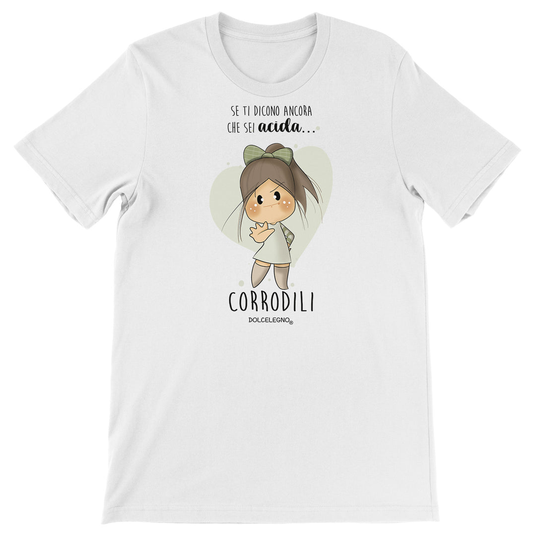 Maglietta Acida dell'album L'amore è nell'aria di DOLCELEGNO, T-Shirt uomo donna e bambino a maniche corte in cotone con girocollo