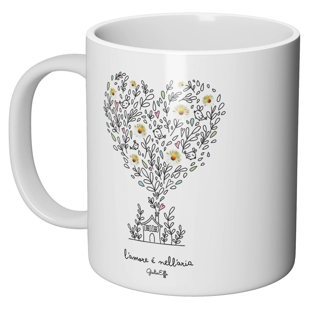 Tazza in ceramica L'amore è nell'aria dell'album Creatività su ceramica di GiuliaEffe perfetta idea regalo