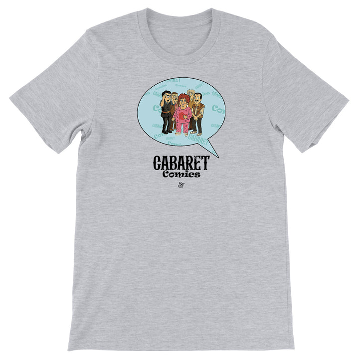 Maglietta Cabaret Comics - azzurro dell'album The Nightingale of Cavriago in comics - T-Shirt di SF Creator & Co, T-Shirt uomo donna e bambino a maniche corte in cotone con girocollo