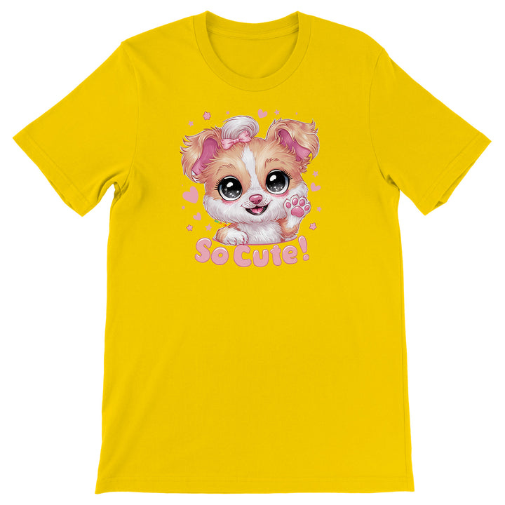 Maglietta Cagnolino che saluta dell'album Cani carini Kawaii di Ideandoo, T-Shirt uomo donna e bambino a maniche corte in cotone con girocollo