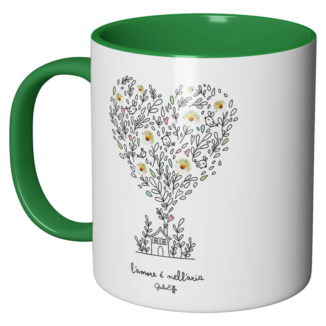 Tazza in ceramica L'amore è nell'aria dell'album Creatività su ceramica di GiuliaEffe perfetta idea regalo