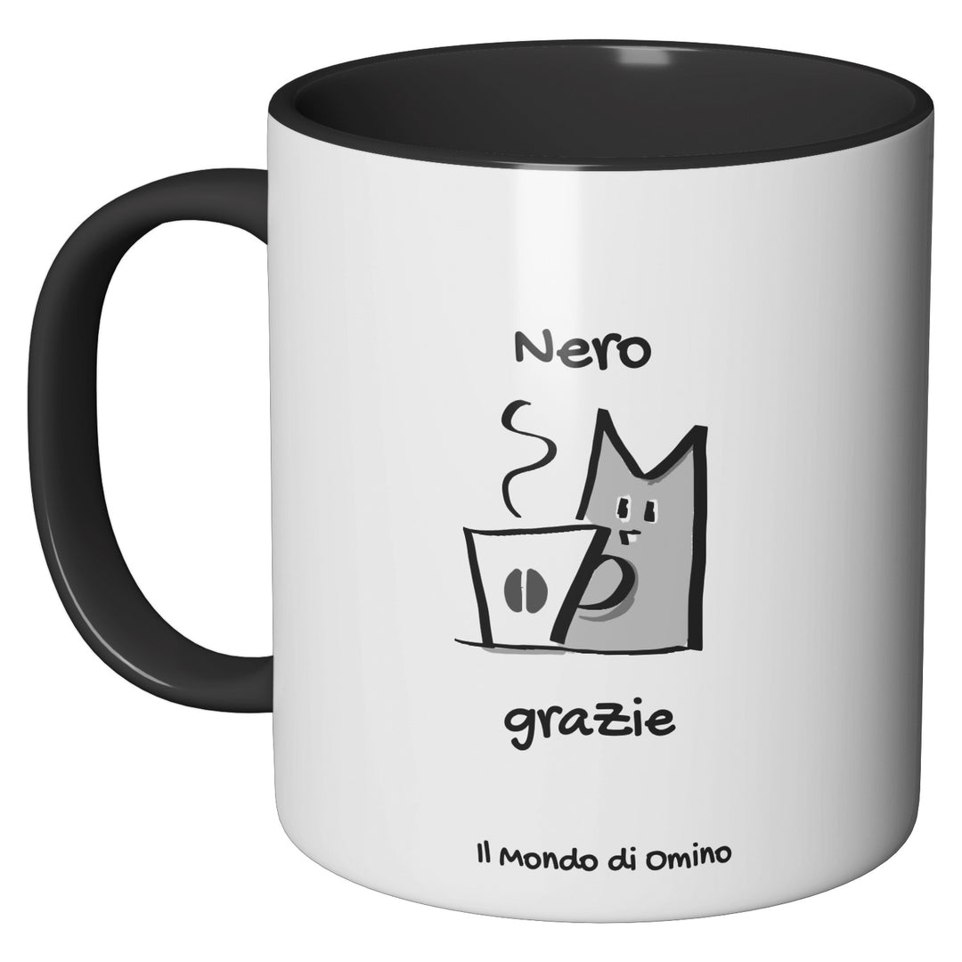 Tazza in ceramica Nero, grazie dell'album Gli irresistibili di Il Mondo di Omino perfetta idea regalo