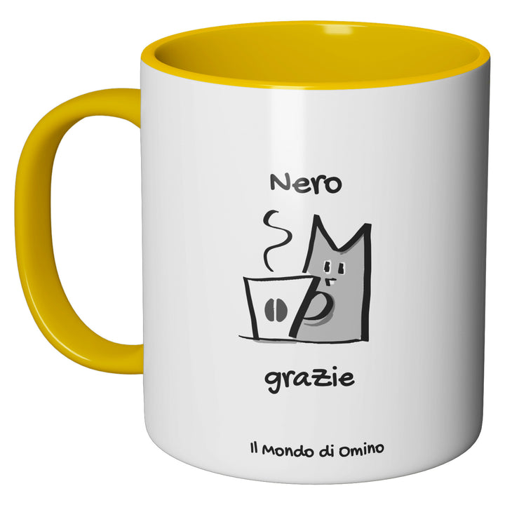 Tazza in ceramica Nero, grazie dell'album Gli irresistibili di Il Mondo di Omino perfetta idea regalo