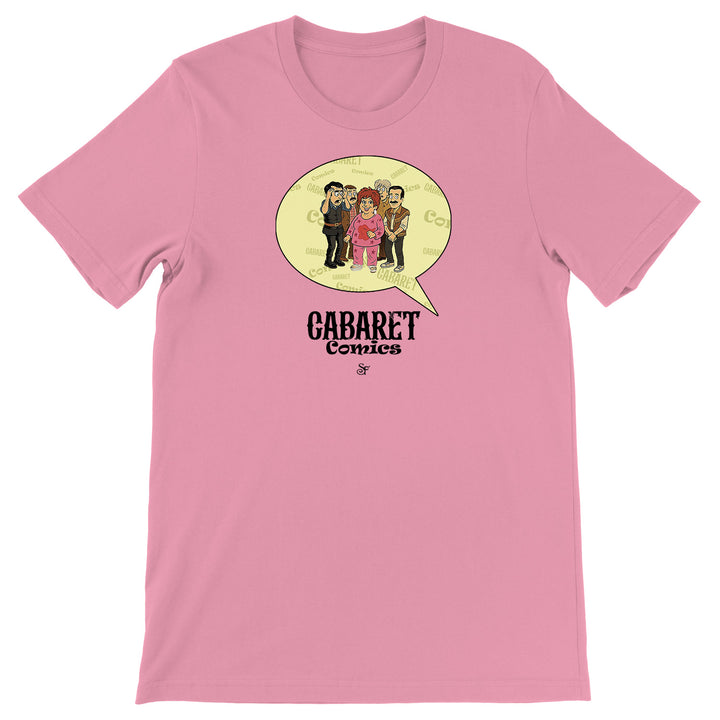 Maglietta Cabaret Comics - giallo dell'album The Nightingale of Cavriago in comics - T-Shirt di SF Creator & Co, T-Shirt uomo donna e bambino a maniche corte in cotone con girocollo