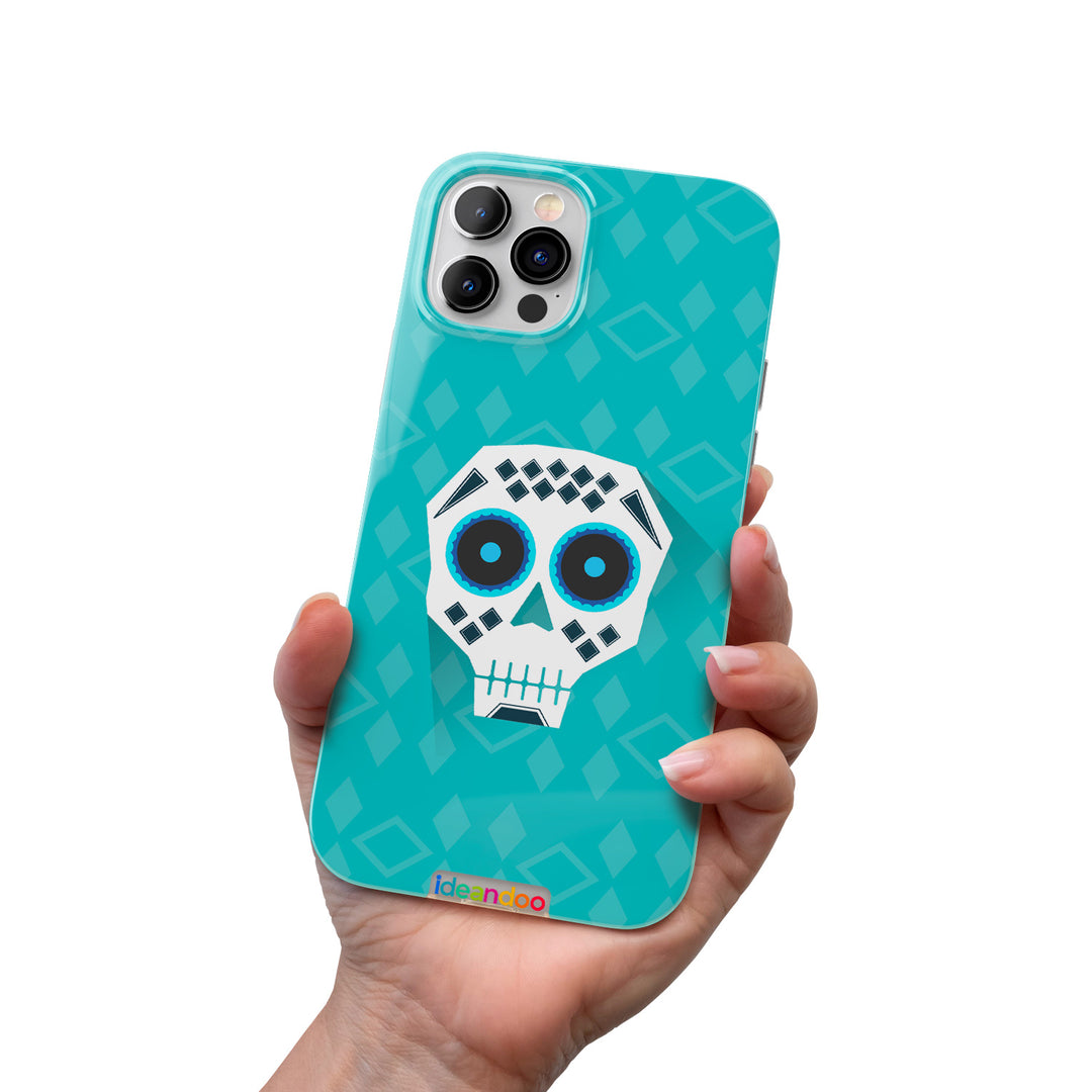 Cover Teschio messicano atratto azzurro dell'album Teschi messicani di Ideandoo per iPhone, Samsung, Xiaomi e altri