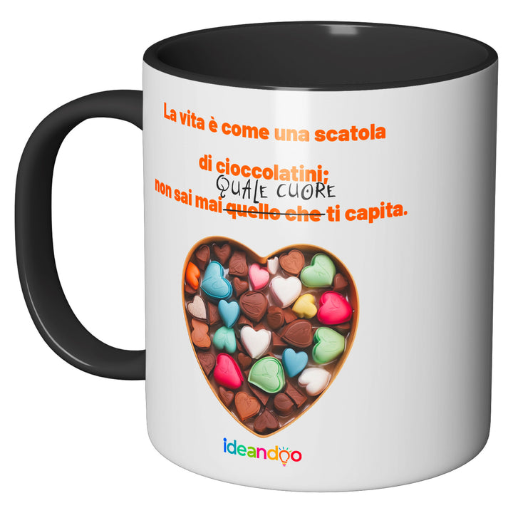 Tazza in ceramica Scatola di cioccolatini dell'album Tazze d'amore di Ideandoo perfetta idea regalo