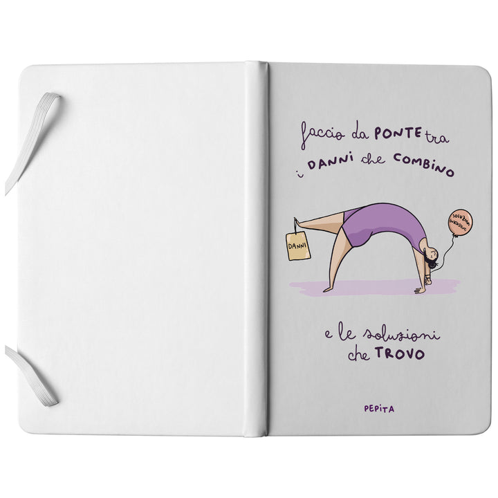 Taccuino Ponte dell'album Taccuini a caso per gente speciale di PEPITALAND: copertina soft touch in 8 colori, con chiusura e segnalibro coordinati