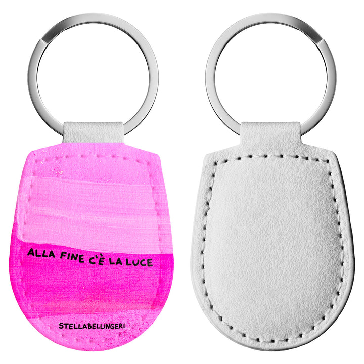 Portachiavi in pelle Alla fine c'è la luce dell'album Therapy Keyring di Stella Bellingeri con anello in metallo, Disponibili in 6 Colori, Stampa di Alta Qualità