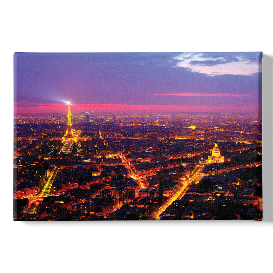 Quadro su tela Panoramica Parigi di notte dell'album Night city di Ideandoo stampa su tela di alta qualità per arredamento casa o ufficio